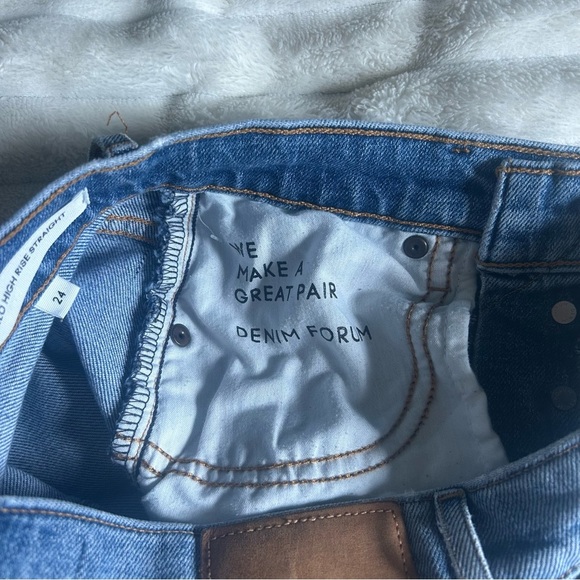 NWOT Womens Denim Forum The Arlo Hi-Rise Straight 24 Blue Jeans Button Fly - Picture 10 of 16
